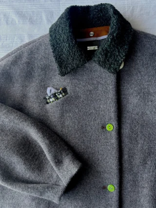 Turkle Turtle タクルタートル 異ボタン ウール コート 麻 美品 turkle-turtle